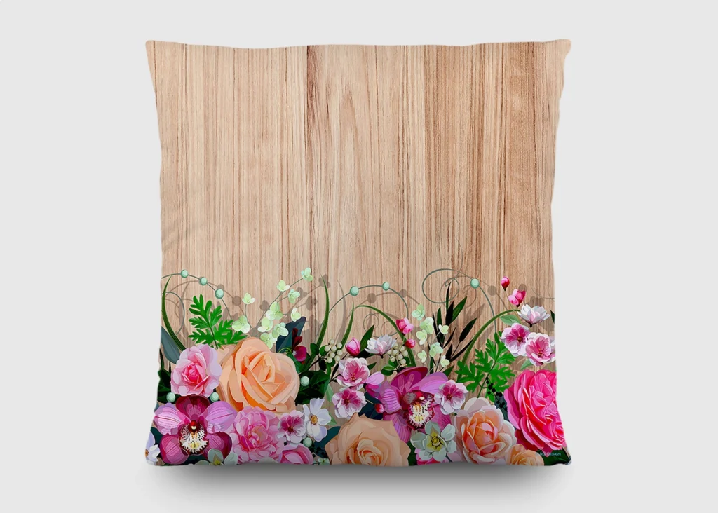 Cushion Wood Floral, 45 x 45 cm, CN 3622