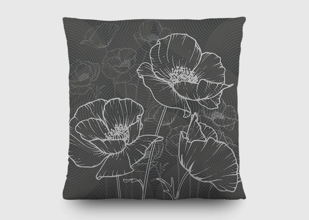 Cushion Peonies Silhouette, 45 x 45 cm, CN 3623