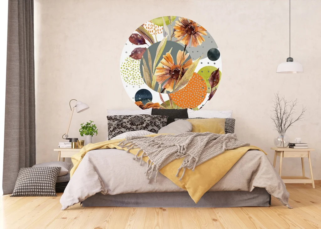 Wall Mural Flowers and Shapes, 140 x 140 cm, CR 3319