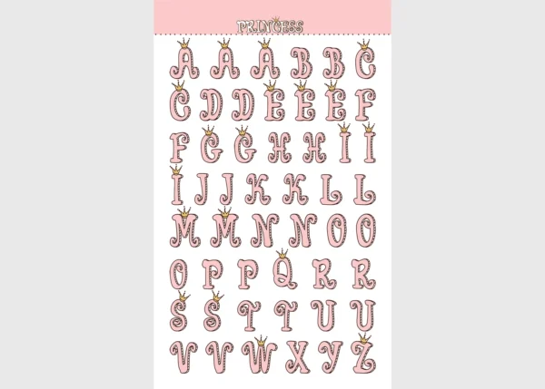 Stickers ABC Princess, 7.5 x 12.3 cm, DKL 350006