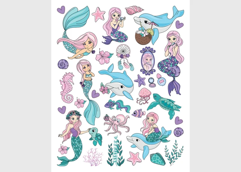 Stickers Mermaids, 7.5 x 12.3 cm, DKL 350405