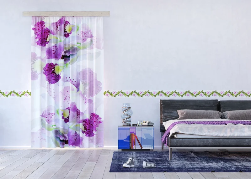 Curtain Violet Florals, 140 x 245 cm, FCPL 6523