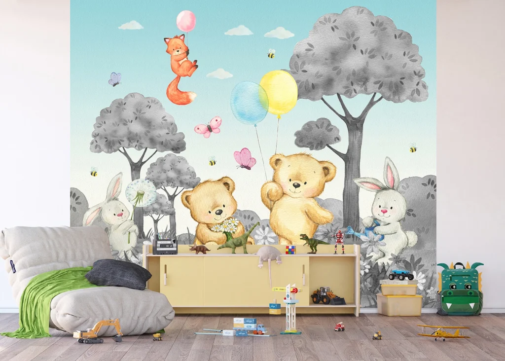 Wall Mural Cute Bears B/W, 300 x 270 cm, DTD4P 5011