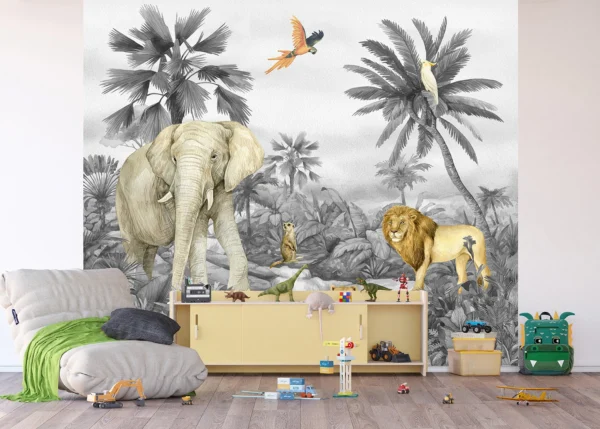 Wall Mural Jungle B/W, 300 x 270 cm, DTD4P 5087