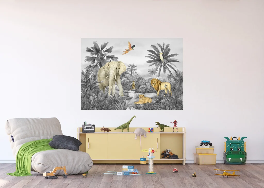 Wall Mural Jungle B/W, 155 x 110 cm, FTDNM 5285