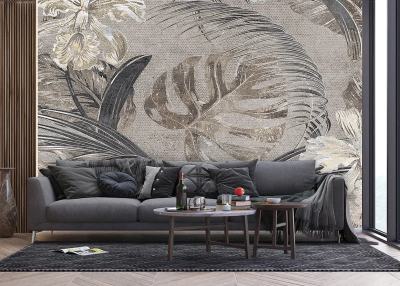 Wall Mural Monochrome Monstera, 375 x 270 cm, FTNS 1249