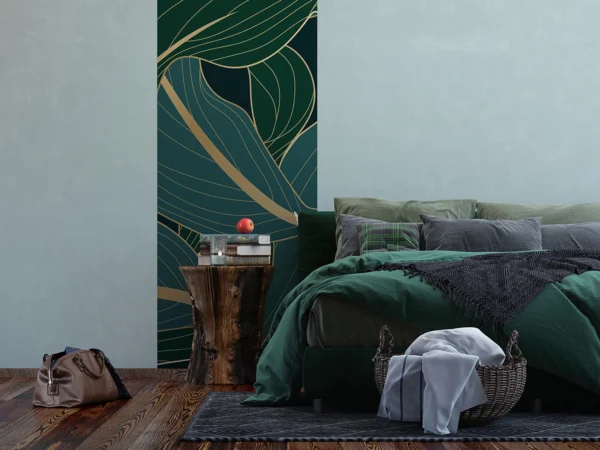 Wall Mural Dark Green Leaves, 90 x 270 cm, FTNVL 3728