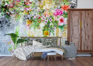 Wall Mural Flower on Concrete, 375 x 270 cm, FTNXXL 1219