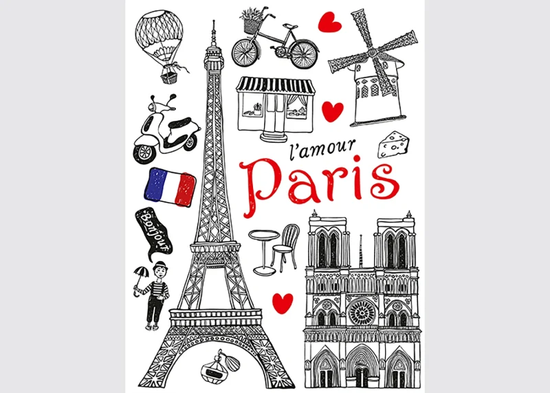 Wall Sticker Paris, 65 x 85 cm, F 1039