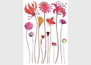 Wall Stickers Red Flowers, 42,5 x 65 cm, SM 3438