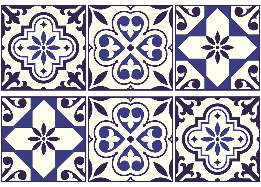 Wall Stickers Blue Tiles Pattern, 42,5 x 65 cm, SM 3448