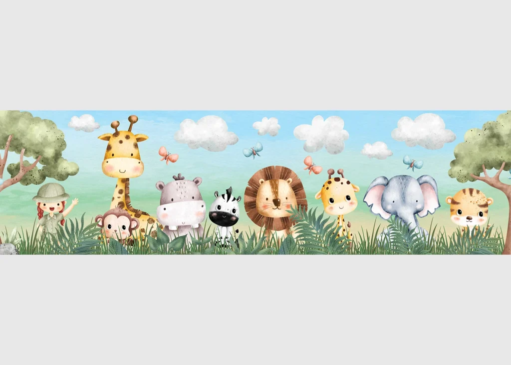 Wall Border Jungle Safari | 5 m x 13.8 cm | WBD 8009