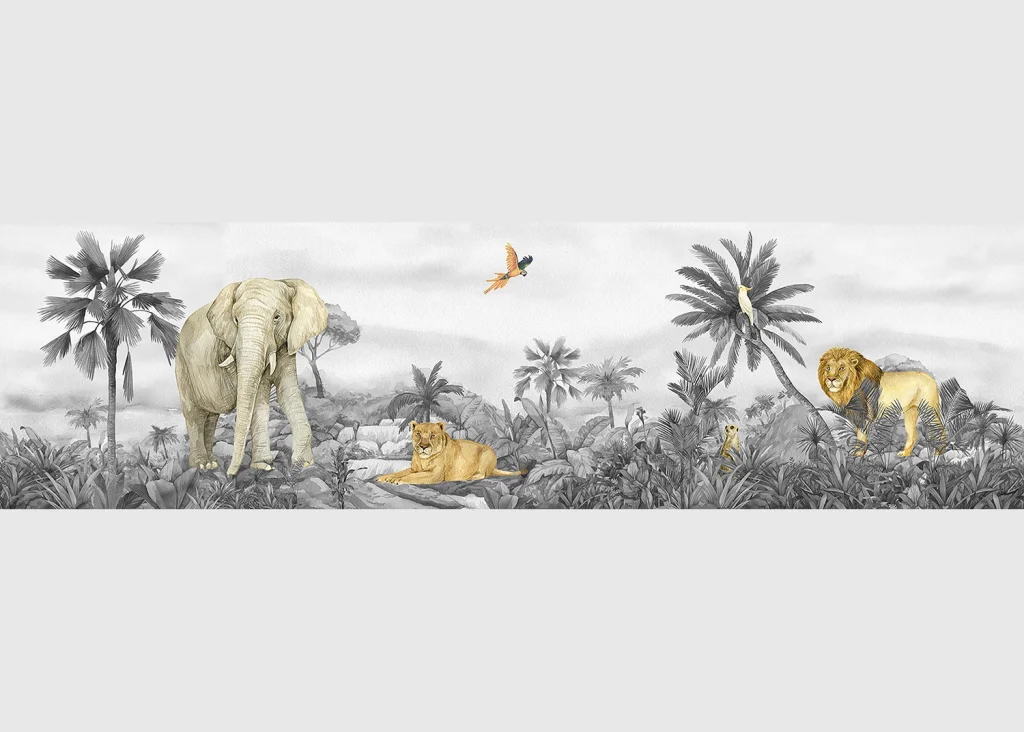 Wall Border Jungle B/W | 5 m x 9.7 cm | WBD 8133